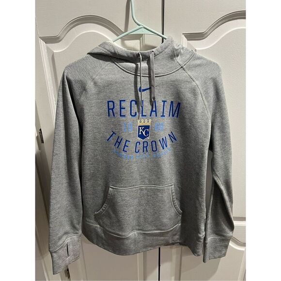 Nike Therma Fit Grey Kansas City KC Royals Reclaim the Crown Hoodie Size L EUC - Picture 1 of 7